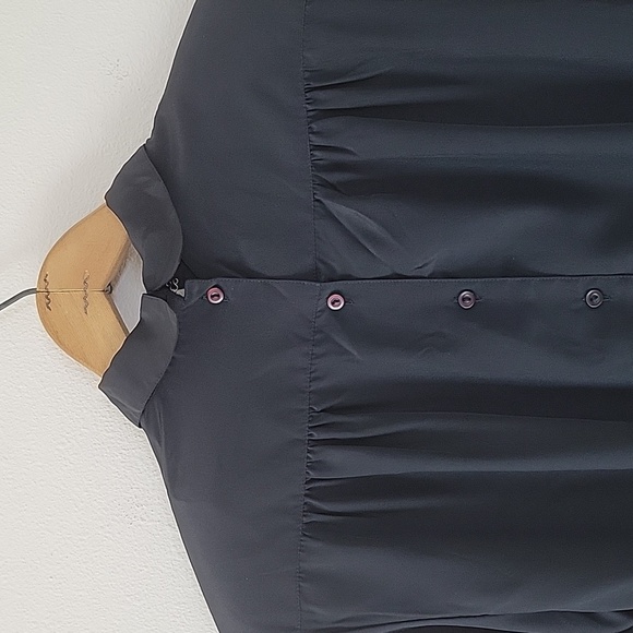 Vintage Black Pleated Front Cropped Blouse Size 6P - Picture 5 of 8